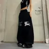 Calça de moletom larga com estampa de cavalo de guerra e listras, cós duplo, para homens e mulheres, estilo esportivo americano, calça casual reta solta, moderna