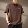 Camisa Polo Bordada Pesada de Algodão de Alta Qualidade com Manga Curta para Homens, Novo Estilo de Verão Marca de Moda Americana Casual Top de Manga Meia