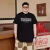 Ropa de Verano Nueva para Hombre Tallas Grandes Marca de Moda Algodón Puro Pesado Holgada Oversize Camiseta de Manga Corta Pulóver