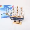 Barco de vela decorativo de madera estilo mediterráneo liso decoración de pastel escena pastel de cumpleaños mesa de postres adorno
