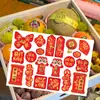 Pegatinas de Frutas Festivas Rojas, Decoraciones de Caja de Frutas Estampadas en Oro para el Festival de Primavera, Pegatinas Autoadhesivas con Buenos Significados de Año Nuevo, Pegatinas para Estrenar Casa