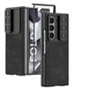 Capa dobrável para Samsung Galaxy ZFold6 com janela de pressão e película protetora de couro fosco resistente a quedas
