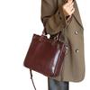 2024 Nueva Bolsa de Mujer de Piel de Vacuno de Primera Capa Curtida Vegetal Bolso Tote Casual Bandolera Textura Mano Moda Versátil