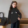 Y2419# Ropa de Otoño para Niñas Camiseta Cálida Camiseta de Manga Larga para Niñas Chaqueta de Primavera y Otoño Camiseta Básica Cuello Semi-alto de Terciopelo