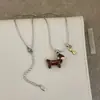 Collar y Pendientes de Perro Teckel de Dibujos Animados para Mujer, Lindos y Adorables, Moda de Lujo Ligero, Pendientes Versátiles de Moda