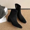 Botines de Punta Aguda para Mujer 2025 Nuevos Botines de Otoño e Invierno Estilo Francés Botines Delgados de Nicho para Mujer Botines Martin de Gamuza para Mujer