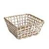 Cesta de Almacenamiento Tejida de Cuerda de Papel Simple para Hogar Sala de Estar Escritorio Organizador de Artículos Varios Snacks Cesta Hueca para Almacenamiento de Cosméticos