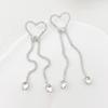 Pendientes Elegantes de Corazón con Borla de Pedrería Estilo Europeo y Americano Ins Lujo Ligero Pendientes Largos con un Toque de Alta Gama para Mujeres