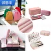 En Stock Tela de Terciopelo Flocado con Perlas de Gama Alta Rosa con Patrón de Perlas Caja de Joyería Caja de Almacenamiento Caja de Joyería Forrada con Tela de Terciopelo