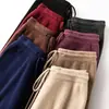 Pantalones de lana gruesa de pierna ancha adelgazantes de talla grande para mujer, otoño e invierno, de cintura alta, corte holgado, pantalones largos de cachemira hasta el suelo