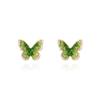 Pendientes de Cristal Verde Degradado con Borde de Diamante Estilo Ins Simple y Fresco Pendientes Dulces y Lindos