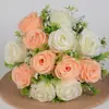 Flores Artificiales de Rosa Transfronterizas, 12 Ramos Grandes de Flores Artificiales, Adornos de Decoración para Interiores, Flores Secas para Bodas, Flores de Seda, Flores de Plástico al por Mayor