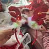 Diadema navideña transfronteriza diadema de muleta luminosa accesorios para el cabello de árbol de Navidad con luces diadema parpadeante de astas accesorios de utilería para presentaciones por lote