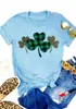 Suéter redondo de manga corta con estampado de leopardo verde, camiseta casual simple para hombre y mujer, algodón poliéster