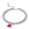 Nova Moda Romântica Pulseira Redonda com Contas Coração de Pêssego Feminina Esmaltada em Forma de Coração Família T Coração de Amor Mesma Estilo Pulseira de Contas de Buda