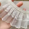 Encaje de Organza de 7 cm con Perlas y Encaje Plisado para Manualidades Cortina de Encaje Exquisita Accesorios para Muebles Materiales para Ropa