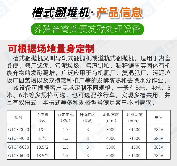 广田槽式翻堆机参数