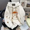 Sudadera con capucha bordada de dibujos animados talla grande para mujer, nueva moda 2025, top engrosado para tallas pequeñas