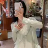 Top de punto de alta calidad en color verde claro con cordones para mujer, nuevo estilo de verano, corte holgado, estilo coreano, top fino