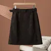 Saia de Couro Camurça Feminina 26 Outono e Inverno Moda Elegante Cintura Alta Emagrecedora Linha A Curta Tamanho Grande