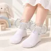 Meias de renda fofas para meninas de fronteira, meias de dança de princesa, meias infantis respiráveis, meias curtas de renda floral doce, atacado