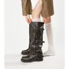 Botas vaqueras de suela gruesa para niñas 2026 Otoño Nuevo estilo Botas de caballero Botas arrugadas apiladas Botas de pierna gruesa de tubo largo Leggings Botas