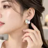 Brincos franceses vazados de diamante estilo novo em prata 925 personalizados, brincos de pérola personalizados de nicho de luxo leve vintage para mulheres