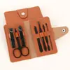 Tesoura de Unha de Aço Inoxidável Conjunto de 4 Peças Bolsa Dobrável Alicate de Manicure Cortador de Unha Tesoura de Unha Doméstica Ferramentas de Manicure