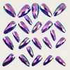 Rombos Multifacetados Estéreo 3D Fantasma Metal Galvanizado Brilhante Manicure Moda Europeia e Americana Cabeça Redonda Amêndoa Unhas Postiças Roxas