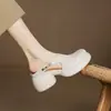 Sandalias de Mujer con Suela Gruesa y Punta Abierta de Piel Suave, Tacón Grueso y Hebilla Metálica, Nuevas 2026 Verano Zapatillas de Hada de Tacón Alto
