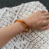 Novedades en Joyería Transfronteriza Europea y Americana: Pulseraancha Geométrica de Resina Degradada Color Café, Pulsera Fina Texturizada de Nicho Estilo Ins