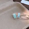 Pendientes de Flor con Goteo de Aceite y Circonita Frescos y Sencillos Estilo Coreano, Sensación de Lujo Ligero y Gama Alta, Pendientes de Clip Dulces, Pendientes Elegantes Sencillos y a la Moda
