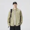 Nova Camisa de Manga Longa Cor Sólida Primavera e Outono 2025 Marca Tendência Retro Americana Gola Lapela Jaqueta Camisa de Alta Qualidade Atacado
