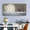 Colgante de pared para influencers decoración horizontal de lujo ligero pintura de porcelana de cristal reloj sala de estar reloj moderno reloj de pared para el hogar pintura decorativa hogar