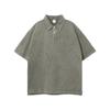 Camisa polo de marca de moda personalizada, justa, fio duplo, algodão puro, batik, lavável à água, lapela desgastada, manga curta dividida, camiseta masculina