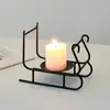 Portavelas Decorativos Navideños Estilo Nórdico Adornos Bandeja de Velas de Hierro Forjado para el Hogar Accesorios de Mesa de Comedor de Restaurante Atmósfera Romántica