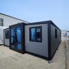 Casa Contenedor Plegable Expandible de Doble Ala Negra y Gris, Casa Móvil Desmontable Tipo Ala, Casa Modular