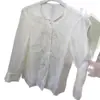 Camisa Bordada de Cuello Redondo Estilo Francés, Clima Soleado de Verano, Rejuvenecedora, Nuevo Estilo de Primavera, Camisa Base de Seda Xiangyun de Rayón con Protección Solar
