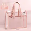 Bolsa Tote Impermeable de PVC Transparente para Exámenes Estudiantiles, Bolsa de Doble Capa para Clases de Arte, Bolsa de Gran Capacidad para Transportar Libros