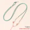Cordón Fino de Cuarzo Rosa, Colgante de Jade Tejido a Mano, Cadena de Cristal para Suéter para Hombres y Mujeres, Collar Ajustable con Accesorios de Cuerda