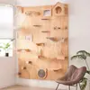 Accesorios para Marco de Escalada para Gatos con Tablero Perforado para Apartamentos Pequeños, Escalera de Escalada para Gatos que Ahorra Espacio, Casa para Gatos Montada en la Pared, Estante Integrado para Gatos, Tabla de Salto para Gatos