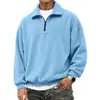 Estilo Americano Transfronterizo Nuevo Venta Caliente Polar Color Sólido Cuello Alto Cremallera Chaqueta Casual Holgada de Moda Ropa para Hombre Sudadera con Capucha
