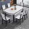 Juego de mesa y sillas de comedor de losa de roca de lujo ligero, apto para apartamentos pequeños, diseño simple y moderno, mesa de comedor de madera maciza, disponible en formas cuadradas o redondas, y se puede extender o plegar