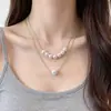 Accesorios de Nicho Minimalistas Estilo Ins, Cadena Dulce y Fresca para Clavícula, Cadena para Sudadera Suéter, Collar Versátil de Lujo Ligero para Mujer