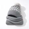 Nuevo Conjunto de Bufanda Retorcida Gorro de Punto Otoño Invierno Adulto Sombrero de Lana Cálido de Invierno Protección para los Oídos Sombrero Integrado con Bufanda