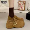 Couro Genuíno Solado Grosso Salto Escondido Cobertura Total Slip-On Sapatos Birkenstock Feminino 2026 Outono Novo Mocassins Preguiçosos Retrô