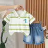 Conjunto de Ropa de Verano para Niños 2026 Nuevo Estilo Bebé Lactante Delgado Camisa POLO de Manga Corta Conjunto de Dos Piezas Ropa Guapa para Bebé Moderna