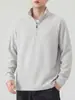 Sudadera con capucha y media cremallera de gofre An Yang para hombre 2026 Otoño Nuevo Estilo Holgada para el Trabajo Casual Cuello Alto Top