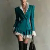 Vestido Blazer Elegante de Nuevo Estilo Europeo y Americano para Viajes de Negocios 2026 con Retazos Únicos y Bloques de Color Vestido de Manga Larga para Mujer, Hecho a Medida