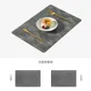 Jogo americano de couro PU, jogo americano quadrado estilo retrô com estampa de couro de vaca, tapete à prova d'água e de óleo, jogo americano isolante de calor, jogo americano de mesa para hotel